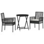 Juego Bistro de Jardín 3 pcs Negro Poliratán