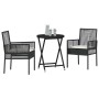 Juego Bistro de Jardín 3 pcs Negro Poliratán