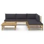 Set de muebles de jardín 6 piezas bambú con cojines gris oscuro de vidaXL, Conjuntos de jardín - Ref: Foro24-3058236, Precio:...