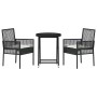 Juego Bistro de Jardín 3 pcs Negro Poliratán