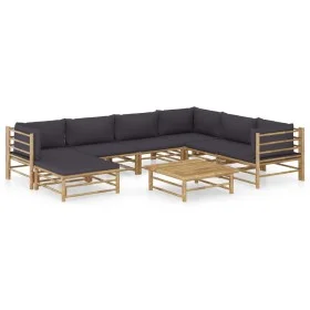 8-piece bamboo garden furniture set with dark gray cushions by vidaXL, Garden sets - Ref: Foro24-3058220, Price: 823,14 €, Di...