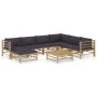 8-teiliges Gartenmöbel-Set aus Bambus mit dunkelgrauen Kissen von vidaXL, Gartensets - Ref: Foro24-3058220, Preis: 836,75 €, ...