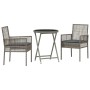 Juego Bistro de Jardín 3 pcs Gris Poliratán