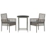 Juego Bistro de Jardín 3 pcs Gris Poliratán