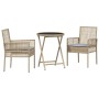 Juego Bistro de Jardín 3 pcs Beige Poliratán