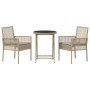 Juego Bistro de Jardín 3 pcs Beige Poliratán