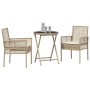 Juego Bistro de Jardín 3 pcs Beige Poliratán