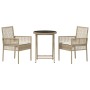 Juego Bistro de Jardín 3 pcs Beige Poliratán