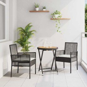Juego Bistro de Jardín 3 pcs Negro Poliratán