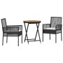 Juego Bistro de Jardín 3 pcs Negro Poliratán
