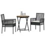 Juego Bistro de Jardín 3 pcs Negro Poliratán