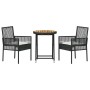 Juego Bistro de Jardín 3 pcs Negro Poliratán