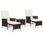 3-teiliges Gartenmöbel-Set und braune synthetische Rattankissen von vidaXL, Gartensets - Ref: Foro24-3059372, Preis: 302,00 €...