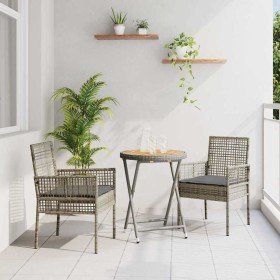 Juego Bistro de Jardín 3 pcs Gris Poliratán en Conjuntos de jardín | Comprar online en Foro24