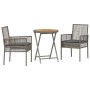 Juego Bistro de Jardín 3 pcs Gris Poliratán