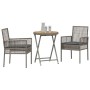 Juego Bistro de Jardín 3 pcs Gris Poliratán