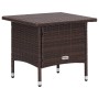 Set muebles de jardín 3 piezas y cojines ratán sintético marrón