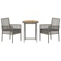 Juego Bistro de Jardín 3 pcs Gris Poliratán