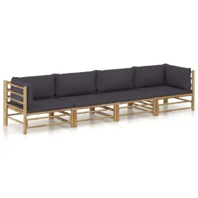 Gartenmöbel-Set 4-teilig aus Bambus und dunkelgrauen Kissen von vidaXL, Gartensets - Ref: Foro24-3058206, Preis: 468,27 €, Ra...