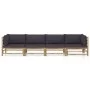 Set de muebles de jardín 4 piezas bambú y cojines gris oscuro de vidaXL, Conjuntos de jardín - Ref: Foro24-3058206, Precio: 4...