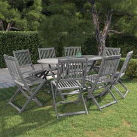 9-piece solid acacia wood garden dining set in gray. by vidaXL, Garden sets - Ref: Foro24-3057875, Price: 528,52 €, Discount: %