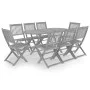 9-piece solid acacia wood garden dining set in gray. by vidaXL, Garden sets - Ref: Foro24-3057875, Price: 510,70 €, Discount: %
