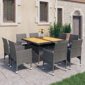 Garden dining set 9 pieces PE rattan and gray acacia wood by vidaXL, Garden sets - Ref: Foro24-3058343, Price: 633,62 €, Disc...