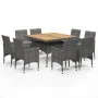 Garden dining set 9 pieces PE rattan and gray acacia wood by vidaXL, Garden sets - Ref: Foro24-3058343, Price: 633,62 €, Disc...
