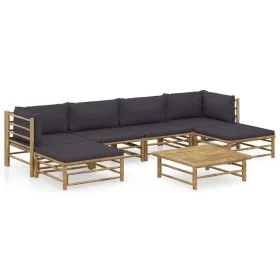 7-piece bamboo garden furniture set with dark gray cushions by vidaXL, Garden sets - Ref: Foro24-3058232, Price: 589,96 €, Di...