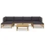 7-piece bamboo garden furniture set with dark gray cushions by vidaXL, Garden sets - Ref: Foro24-3058232, Price: 589,96 €, Di...