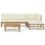 5-piece bamboo garden furniture set with cream white cushions by vidaXL, Garden sets - Ref: Foro24-3058191, Price: 464,47 €, ...