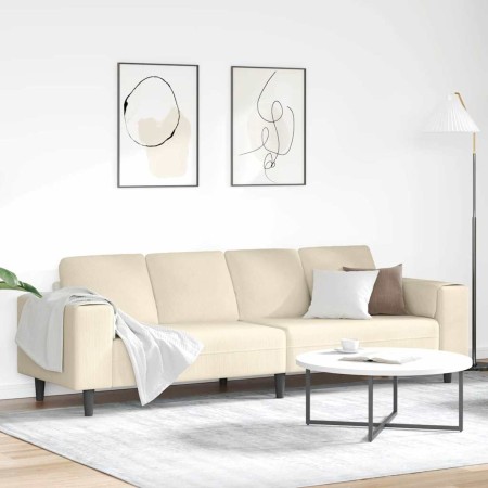 Sofá de tela con cojín Crema 208 cm Telas de pana