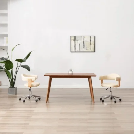 Drehbarer Bürostuhl aus gebogenem Holz, cremefarbenes Kunstleder von vidaXL, Bürostühle - Ref: Foro24-3054838, Preis: 141,22 ...