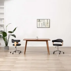 Swivel office chair curved wood black synthetic leather by vidaXL, Office chairs - Ref: Foro24-3054839, Price: 128,25 €, Disc...