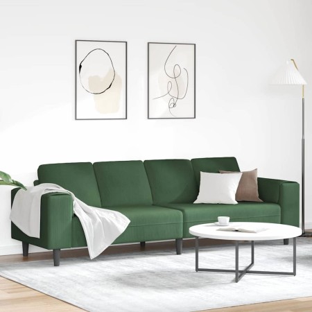 Sofá de tela con cojín Verde oscuro 208 cm Telas de pana