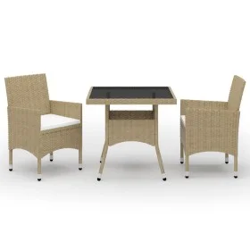 Gartenmöbel 3-teilig aus synthetischem Rattan und beigem Glas von vidaXL, Gartensets - Ref: Foro24-3058310, Preis: 262,51 €, ...