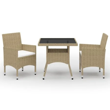 Gartenmöbel 3-teilig aus synthetischem Rattan und beigem Glas von vidaXL, Gartensets - Ref: Foro24-3058310, Preis: 262,51 €, ...