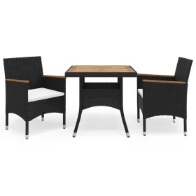 Gartenmöbel 3-teilig aus schwarzem synthetischem Rattan und Akazie von vidaXL, Gartensets - Ref: Foro24-3058316, Preis: 244,5...