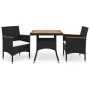 Muebles de jardín 3 piezas ratán sintético negro y acacia de vidaXL, Conjuntos de jardín - Ref: Foro24-3058316, Precio: 244,2...