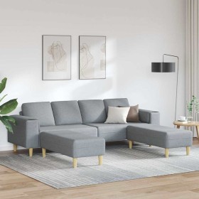 Juego de Sofá 3 pcs Gris claro tela