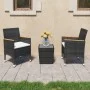 Gartentisch und Stühle 3 Stk. PE Rattan und schwarzes gehärtetes Glas von vidaXL, Gartensets - Ref: Foro24-3058364, Preis: 17...