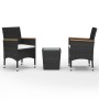 Mesa y sillas de jardín 3 pzas ratán PE y vidrio templado negro de vidaXL, Conjuntos de jardín - Ref: Foro24-3058364, Precio:...