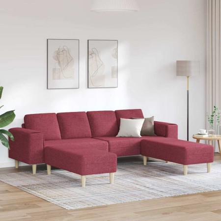 Juego de Sofá 3 pcs Rojo vino tinto tela