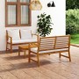 Muebles de jardín 3 pzas cojines madera maciza de acacia de vidaXL, Conjuntos de jardín - Ref: Foro24-3057788, Precio: 410,08...