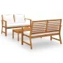Muebles de jardín 3 pzas cojines madera maciza de acacia de vidaXL, Conjuntos de jardín - Ref: Foro24-3057788, Precio: 403,00...