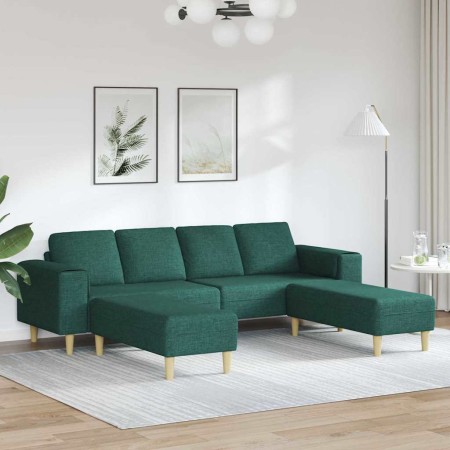 Juego de Sofá 3 pcs Verde oscuro tela