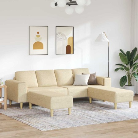 Juego de Sofá 3 pcs Crema tela