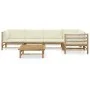 Gartenmöbel-Set 6-teilig aus Bambus und cremeweißen Kissen von vidaXL, Gartensets - Ref: Foro24-3058239, Preis: 626,40 €, Rab...