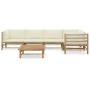 Gartenmöbel-Set 6-teilig aus Bambus und cremeweißen Kissen von vidaXL, Gartensets - Ref: Foro24-3058239, Preis: 654,38 €, Rab...