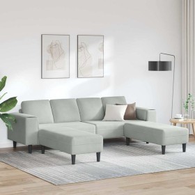 Juego de Sofá 3 pcs Gris claro Terciopelo